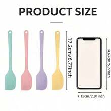 1/4pcs Heat-Resistant Silicone Spatula, Cream Cake Smoother, Jam Stirring Scraper, Baking And Cooking Tool Kitchen Scraper, Suitable For Baking, Stirring, Scraping, Cooking Silicone Spatula, Baking Accessories, Ideal Choice For Kitchen Use. - 彩色 - 查看 2