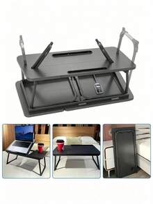 Adjustable Foldable Bed Desk, Tilting Top With Cup Holder & Side Storage, Portable Anti-Slip Laptop Table, Ergonomic Desk For Bed Sofa Home Use, Perfect For Students Workers Adults - Multicolor - View 7