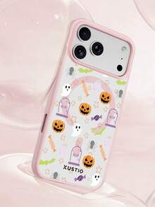 XUSTIO Halloween Pumpkin Lantern Ghost Candy Star Pattern, Anti-Drop TPU Material Magnetic Large Hole Phone Case, Suitable As Holiday Gift Compatible With Apple 11 12 13 14 15 16 17 Pro/Pro Max/14 15 16 17 Plus Phone Protective Cover, Holiday Gift, Daily Commute, Daily Anti-Drop Style - Multicolor - View 5