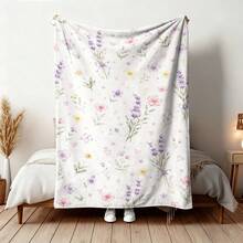 1pc Soft & Comfortable Modern Flannel Blanket - Flannel Throw Blanket With Floral Design - Digital Print Craft, Suitable For Sofa, Bed, Travel, Office Home Decor - Multicolor - View 5