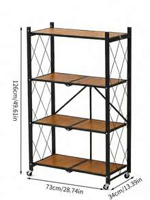 3-5 Tier No Assembly Foldable Storage Rack With Wheels, Multi‑Tier Collapsible Metal Organizer Shelving Unit, Space‑Saving Rolling Shelf For Living Room, Bedroom, Kitchen, Office,Sturdy And Durable,Perfect For Books, Containers, Home Supplies, - View 13