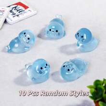 100/50/30/20/10Pcs Luminous Mini Resin Stamp Decorations, Random Cute Cartoon Animal Figurines, Glow In The Dark Mini Dolphin, Creative Desktop & Home Resin Craft Decor - One Size - View 17