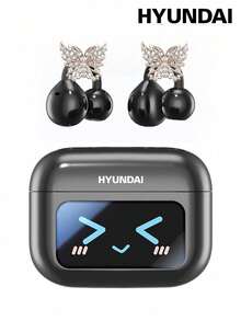 Earphone Bluetooth Jepit HYUNDAI M100 dengan Aksesori Kupu-kupu, Layar Warna Multifungsi dengan Kontrol Sentuh Cerdas, Panggilan HD Peredam Kebisingan HiFi, Musik, Bermain Game, Daya Tahan Baterai Lama, Tidak Perlu Tindik, Hadiah Perhiasan Telinga Modis untuk Wanita - Anting Kupu-kupu Multiwarna + Emas Mawar - View 7