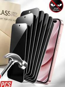 6pcs Privacy Screen Protector, 9H Hardness, Scratch-Resistant And Wear-Resistant, Rounded Corner Design For Comfortable Fit, Dust-Proof Structure Effectively Reduces Dust Accumulation, Always Protects Privacy, Suitable For Daily Use. For IPhone 18 Pro/18 Pro Max/17e/17 Pro Max/17 Pro/17 Air/16 Pro Max/16 Pro/16/15 Pro Max/15 Pro/15/14 Pro Max/14 Pro/14/13/12/11 And Other Models. - Black - View 9