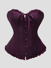 Women's Burgundy Cropped Top With An Asymmetrical Hem; A Form-Fitting Piece Perfect For Occasions Such As Halloween, Dates, Or Parties. - Dark Purple - View 2