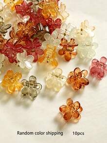 10pcs Colorful Transparent Flower Small Claw Clips For Women, Side Hair Clips, Cute Sweet Princess Style Fashion Hair Accessories - Multicolor - View 6