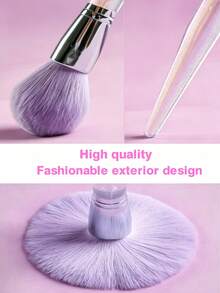 Purple Makeup Brush Set, Glitter Transparent Handle Makeup Brushes, Soft Synthetic Bristle Foundation Blush Eyeshadow Concealer Brush Set, Professional Full Face Eye Makeup Tools, Suitable For Women And Girls Daily Makeup - Multicolor - View 5