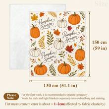 1pc Thanksgiving Autumn Decor Throw Blanket, Autumn Pumpkin Maple Leaf Berry Pattern Flannel Single-Sided Printed Blanket, Perfect For Holiday, Birthday, Sofa And Home Decor - Multicolor - View 11