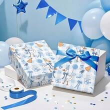 5/10 Sheets Cute Duck Birthday Wrapping Paper, Printed With Cute Duck Wearing Hat, Suitable For Birthday Gifts, Party Decoration, Birthday, Baby Shower - Multicolor - View 4