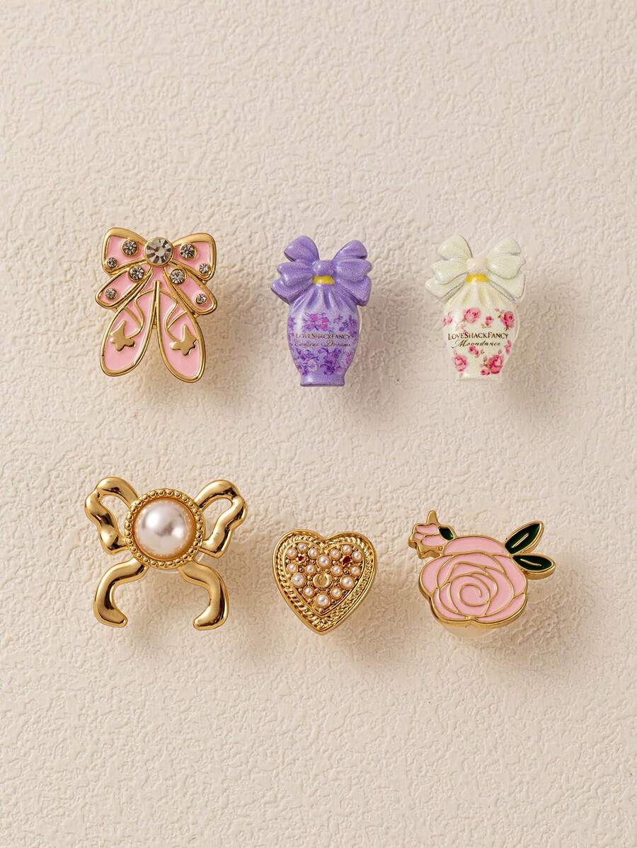 1pc Rose Bow Pendant, Cute Cartoon Style, 14k Gold Plated Copper Material, Suitable For DIY Creative Necklace, Bracelet, Earrings, Bag Chain, Keychain, Waterproof And Sweat-Resistant, Suitable For Daily Casual Wear - Multicolor - View 1