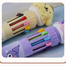 SANRIO 1 buah Pulpen Ballpoint Kartun 10 Warna, Pulpen Perencana Multi-Warna yang Dapat Diklik untuk Pelajar, Pulpen Stabilo dengan Nilai Estetika Tinggi, Untuk Pelajar, Pekerja Kantoran, Musim Kembali ke Sekolah, Hadiah untuk Teman Sekelas, Guru, Teman, Keluarga. - A - View 8