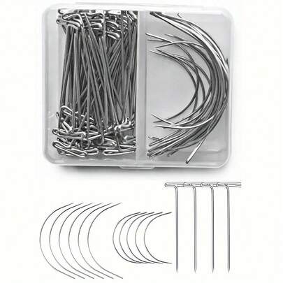 70/50pcs Wig Making Needle Set, T-Shaped And C-Shaped Curved Needles, Hair Weaving Needles, Suitable For Wig Making, Knitting Shaping, Model Making And Handicrafts