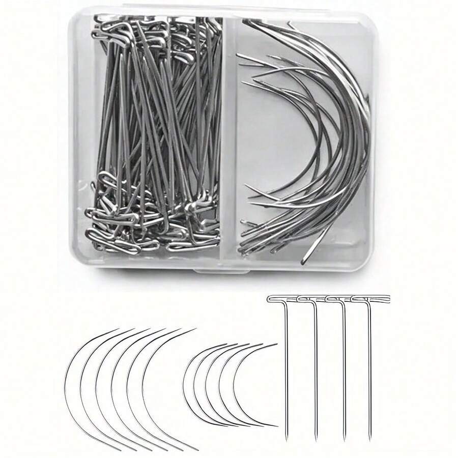 70/50pcs Wig Making Needle Set, T-Shaped And C-Shaped Curved Needles, Hair Weaving Needles, Suitable For Wig Making, Knitting Shaping, Model Making And Handicrafts, Halloween