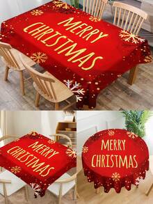1pc Christmas Series Pattern Printed Tablecloth, Modern Style Polyester Fiber Rectangular Round Waterproof Tablecloth, Digital Printed Tablecloth Suitable For Living Room Home Use, Outdoor Dining Table, Small Round Table - Multicolor - View 1