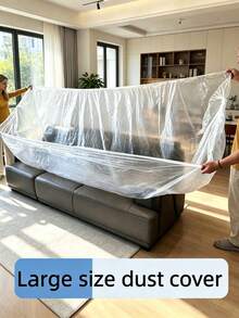 1pc Large Transparent Furniture Cover - Durable Plastic Material With Tight Elastic Band, Suitable For All Weather, Protects Sofa, Table, Bench From Heavy Rain/Snow/UV Damage - Suitable For Patio, Balcony - Easy Installation - Multicolor - View 1