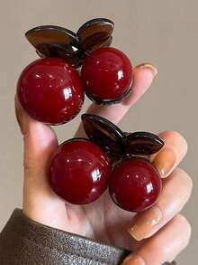2/1pc Women's Red Cherry Small Clip Bangs Clip Side Clip Hair Clip High Ponytail Hair Clip Fashion Hair Clip Hair Accessories Summer Beach Vacation - Multicolor - View 8