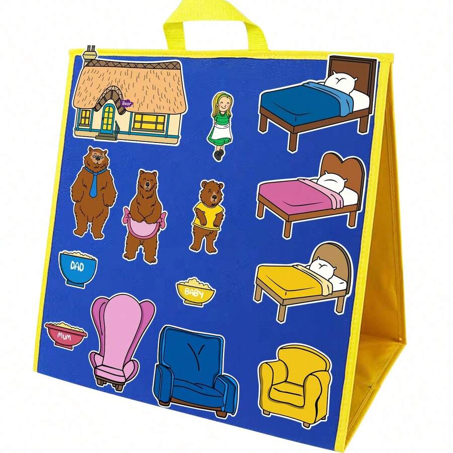 hoojojo 14pcs "Goldilocks And The Three Bears" Felt Storytelling Props, Interactive Storytelling Toys, Suitable For Kindergarten Classroom, Home Learning And Children's Story Time - Multicolor - View 1