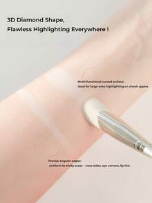 GUOXIAONIU Highlighter Concealer Brush, 3D Diamond Cut Face Makeup Brush, Soft Dense Fluffy Brush For Precise Highlighting Concealing, Beginner Friendly Makeup Tool - Silver - View 9