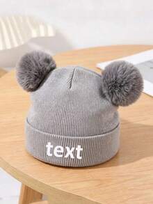 1pc Personalized Name Winter Knit Hat, Customized Newborn Baby Toddler Children Pom Pom Knit Hat, Personalized Name Knit Hat, Ideal Gift - Multicolor - View 24