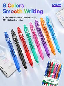 Classic 10pcs/8pcs/6pcs 0.5mm/0.7mm Student Marker Pens, Colorful Ballpoint Pens, Suitable For Handmade Accounting, Hand Drawing, Perfect Notebook Pen Set For Back To School Season - Sets - View 11