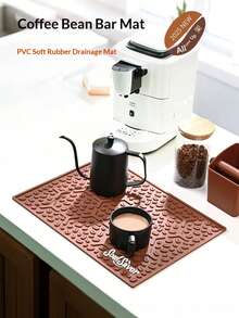 1pc Bar Drain Mat, Black Bar Mat, Coffee Bar Soft Rubber Heat-Insulating Mat, PVC Material, Non-Slip Cocktail Service Splash Guard Mat, Bartender Use, Coffee Bar Mat Accessory, Suitable For Home Kitchen - Mocha Brown - View 4