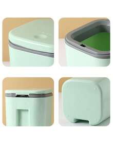 1pc Mini Trash Can With Lid, Small Desktop Waste Bin, Plastic Desktop Waste Basket, Twist Lid Design To Prevent Odor Leakage, Suitable For Storing Fruit Peels And Paper Scraps, Keeps Desktop Tidy, Applicable For Bathroom, Home Office Desktop Decoration, Coffee Table, Office, Living Room, Study And Other Places - A - View 4