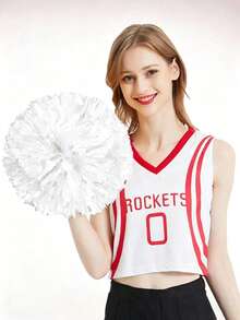 2pcs Cheerleading Handheld Pom Poms With Ribbons, Dance Performance Props, Square Dance Game Props, Suitable For Football, Basketball, Rugby And Sports Performances, Team Sports, Dance And Cheerleading Performance Props - Multicolor - View 14
