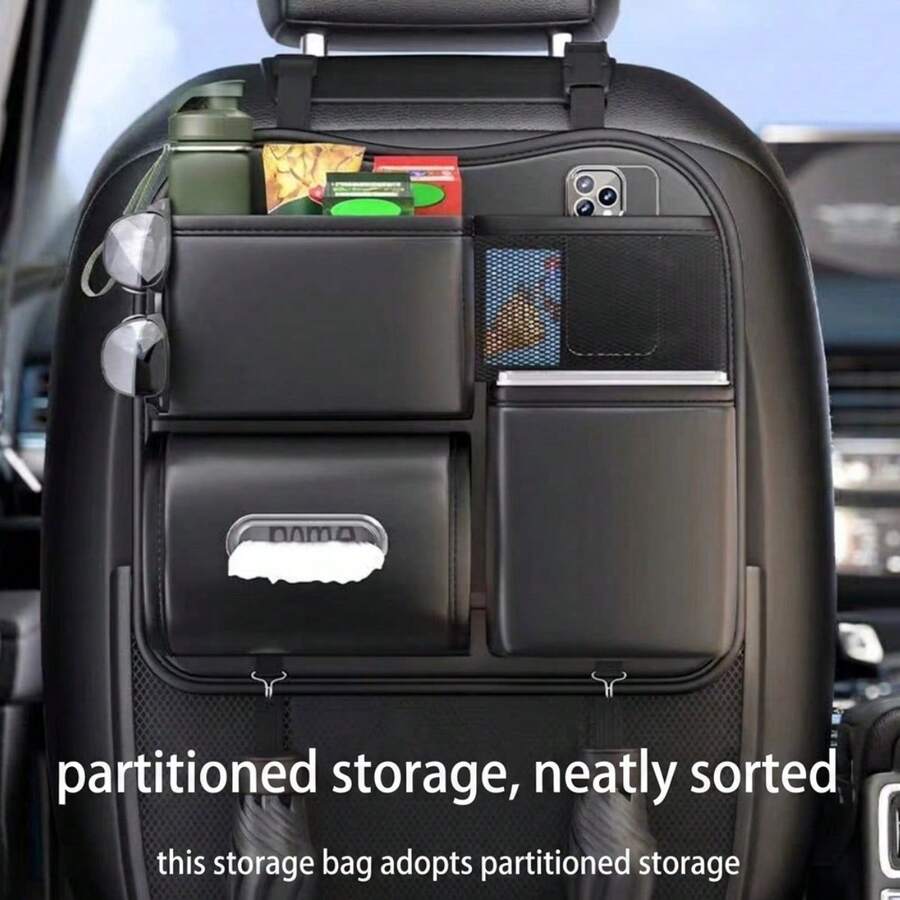 AD 2-In-1 Car Trash Can & Tissue Box, Back Seat Hanging Car Storage Bag, Multi-Function Car Seat Back Organizer - INT-2-in-1 Hanging Bag - View 1