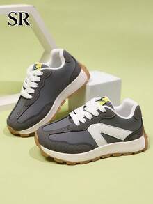 1 Pair Fashion Colorblock Sneakers, Suitable For 8-12 Years Old Girls, Perfect For Shopping, Park, Party And Casual Everyday Wear - Grey - View 6