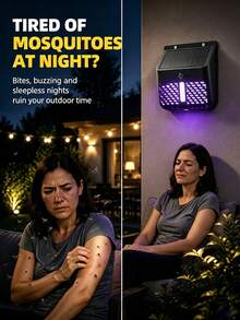 Solar Bug Zapper Wall Light, 800mAh UV Mosquito Killer Lamp, IP44 Waterproof Motion Sensor Outdoor Light For Patio Garden RV Backyard Fly Insect Trap - A - View 2