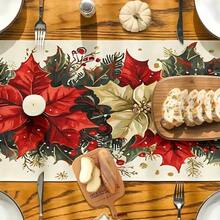 1 Set Of Linen Table Runner, Holly And Red Gold Christmas Decoration Ball Pattern. Durable Indoor And Outdoor Holiday Table Flags, Suitable For Kitchen, Restaurant, And Christmas Party Decoration, Holiday Themes, And Home Decor. - Multicolor - View 8