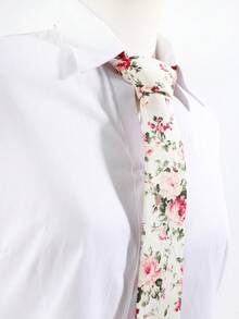 1pc Women's Casual Elegant Multi-Color Rose Hand-Tied Narrow Tie - Beige Hand-knotted - View 4