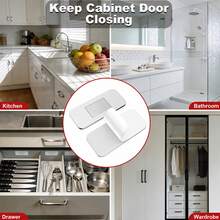 4pcs Stainless Steel Ultra-Thin Strong Magnetic Cabinet Door Bumpers, No-Drill Installation For Kitchen Cabinets, Wardrobes And Drawers, With Adhesive Backing For Damage-Free, Secure And Firm Mounting - Silver - View 3