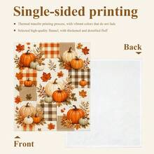 1pc Autumn Pumpkin Throw Blanket, Autumn Pumpkin Buffalo Plaid Maple Leaf Pattern Flannel Single-Sided Printed Blanket, Perfect For Holidays, Birthdays, Sofa And Home Decor - Multicolor - View 4