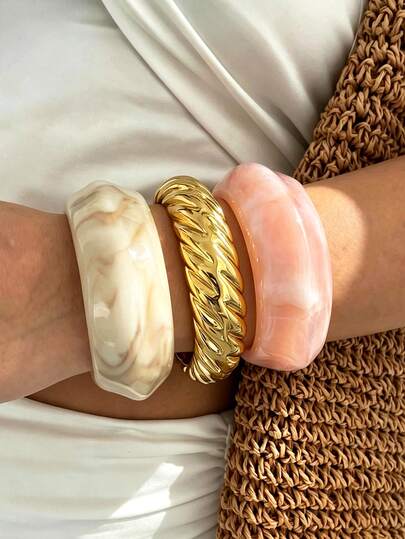 3/1pc Vintage Y2K Women's Casual Wide Cuff Bracelet Set, Suitable For Daily Wear, Vacation, Dating, Layering