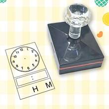 Hand-Writeable Clock Stamp For Time Recording, Educational Teaching Supplies, Clock Homework, Large Clock Stamp For Flashcards, Worksheets, Invitations And Time-Telling Activities - Crystal 4565 - View 10