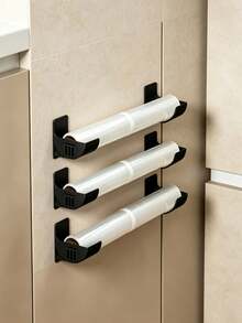 Self-Adhesive Wall-Mounted Storage Rack, Multi-Function No-Drill Storage Rack, Suitable For Kitchen Plastic Wrap, Towels, Umbrellas, Space-Saving Practical Hooks For Home - Multicolor - View 3