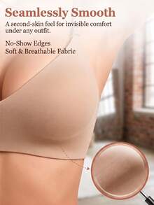 Lilivine Women's Seamless Backless Bra: Sexy Summer Bridal Lingerie, Adjustable Straps, Low-Back, Breathable Comfy Formal Camisole. - Apricot - View 9