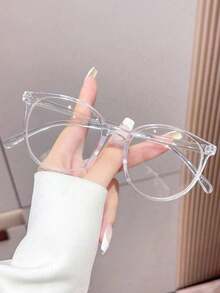 2件/1件輕量多功能日常圓框眼鏡，無度數，透明眼鏡配件 - 無色 - 查看 10