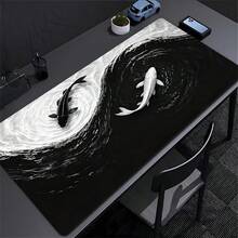 Black White Koi Mouse Pad Gamer XL Extra Large Home Mousepad XXL Office Natural Rubber Carpet PC Table Mat Mouse Mats - View 3