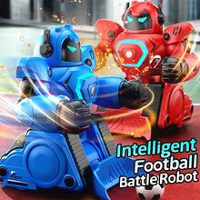 2Pcs RC Battle Robot Toy, 2.4G Remote Control Intelligent Fighting Robot, Dual Player Boxing Battle Robot, Parent-Child Interactive Combat Game Toy, Electric Smart Fighting Robot, Back To School Gift, Christmas , Birthday , Holiday Gift For Kids - Red + Blue - View 3