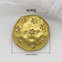 5/10 cái cúc kim loại đính đá hoa tròn bất đối xứng đa màu 15-20mm, phù hợp trang trí cho áo khoác, áo trench coat, đồ len, áo top, blazer, áo len và các phụ kiện may mặc khác - Hoa đính đá - Xem 20