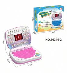 1pc Early Learning Educational Tablet For Kids, Simulated Laptop With Screen, Educational Computer And Musical Storytelling Device, Interactive Educational Mini Laptop - Pink - View 5