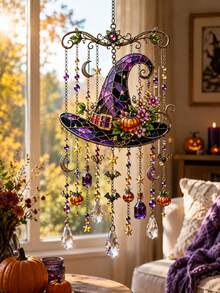 1pc Cute Halloween Pumpkin Wind Chime, Reflective Design With Colorful Light Effects, Suitable For Home, Car And Garden, Easy To Hang, Perfect Halloween Decoration And Gift, Adds Festive Atmosphere - Multiple Styles - View 6