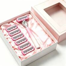 Women's Gradient Pink Manual Razor Set, 6/12/18pcs 6-Layer Replacement Blades, Washable Shaving Razor For Intimate Areas, Underarm Hair, Leg Hair, Shaving Tool, Close-Fitting Grooming Razor, Shaving Razor, Gentle And Summer Refreshing Shaving, High Cost-Performance Durable Shaving Razor - 1 Handle + 12 Replacement Blades - View 2