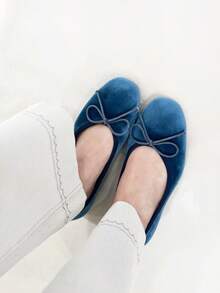 2026 Spring/Summer New Women's Bow-Decorated Ballet Flats - Blue - View 6