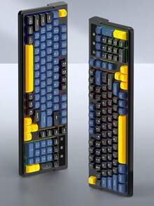 T-WOLF Keyboard Bluetooth Nirkabel Dual-Mode, Keyboard Gaming Backlit Isi Ulang, 98 Tombol, Tutup Tombol Warna-Blok Senyap yang Dapat Disesuaikan - View 2