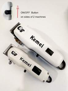 Kemei 2件組專業電動理髮器套組 USB充電無線電動修剪器 KM-PG809A 與 KM-232 男士理容家用套組 白色系列 - 白色 - 查看 6