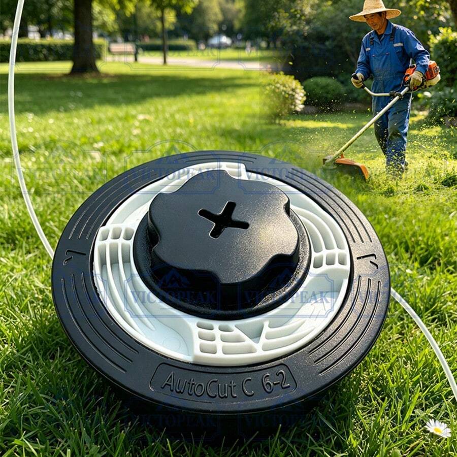 1 buah Kepala Pemangkas Rumput C6-2 Diameter 121mm Ulir M8*1.25mm Pengumpanan Otomatis Tahan Aus Anti Penuaan Mudah Dibongkar Plastik Rekayasa Kekuatan Tinggi Universal untuk Taman Kebun Pembuangan Gulma Aksesori Berkebun Sepanjang Musim - Mesin pemotong rumput (model C6-2 M8*1.25mm) - View 1