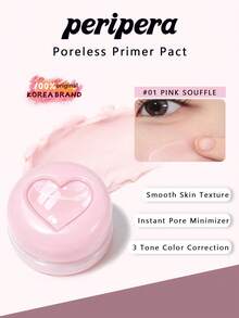 Peripera Poreless Primer Pact 01, Fine Powder Texture, Even Skin Look, Smooth Base Makeup, Long-Lasting, Easy To Apply, For Beginner, For Women Daily Use, K-Beauty, Korean Makeup, Olive Young, GIFT, 9.5g/0.33 Oz. - 01 - View 2
